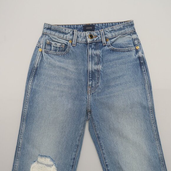 KHAITE Light Blue Distressed High Rise Jeans - Picture 5 of 13